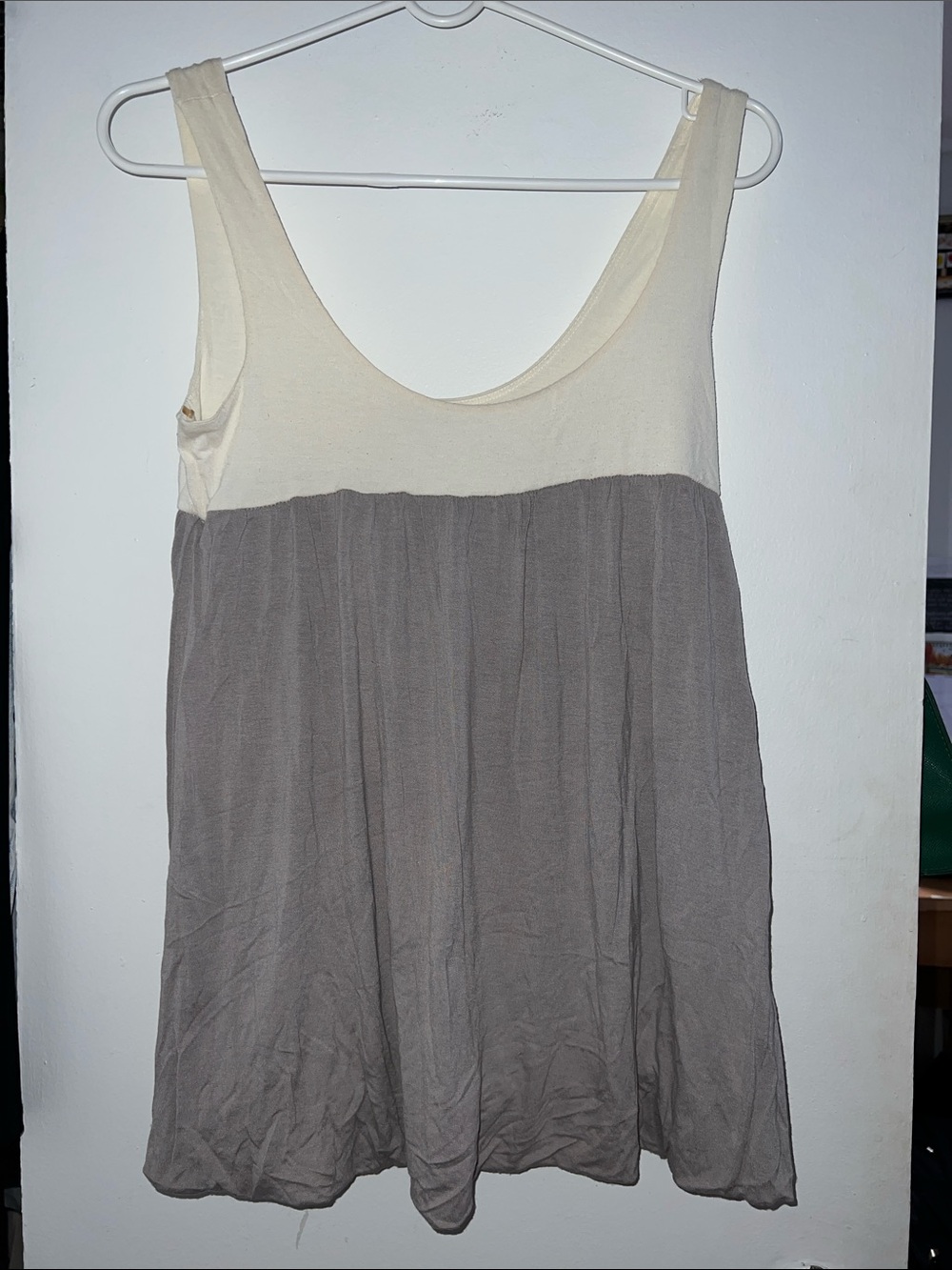 Cream and Gray Two-Tone Sleeveless Women’s Tank Top